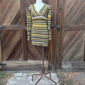 Inwear Striped V-Neck Long Sleeve Sweater Dress S